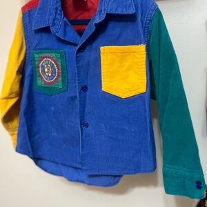 Vintage Little Rebels Corduroy Shirt Jacket 3T Colorblock Varsity 90s